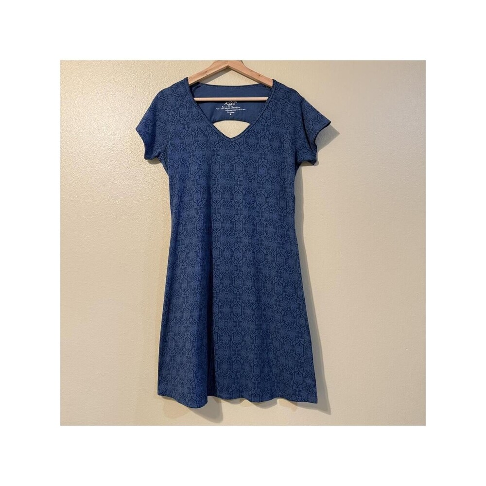 KUHL Women's Blue Patterned V-Neck Dress M